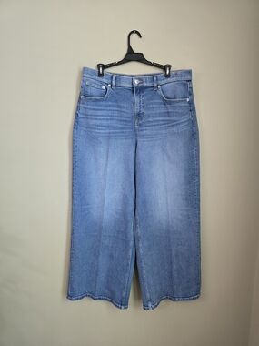 SPANX Wide-Leg Jeans in Light Blue Wash Women Size XL Petite Ankle